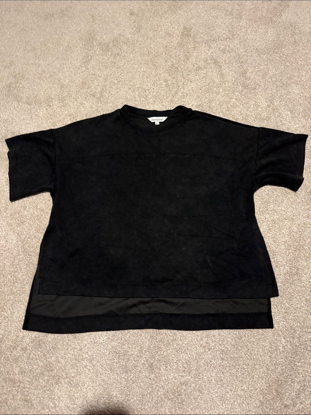 Davi and Dani Women's Black Layered Short-Sleeve Top